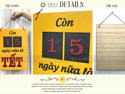 Lịch gỗ Đếm ngày đến Tết [Gỗ nhẹ - Sơn thủ công] 30x42cm LICH-03